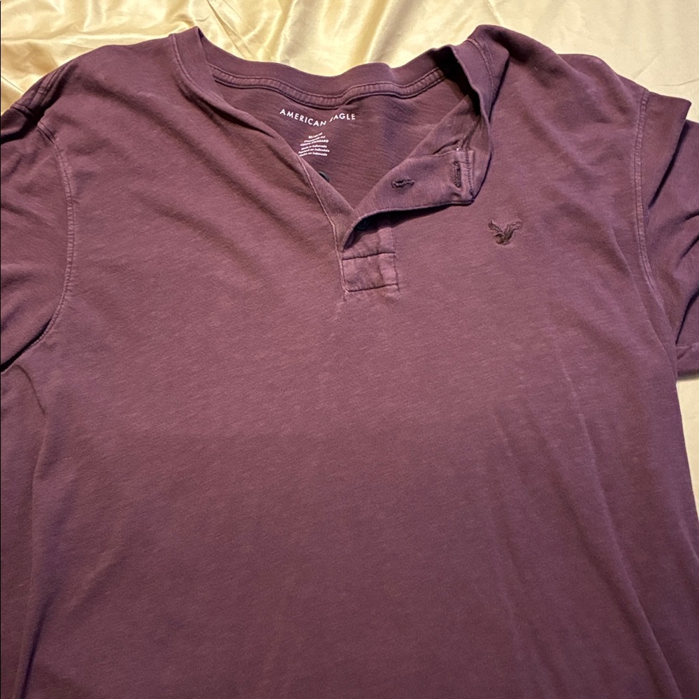 American Eagle Purple Henley Shirt